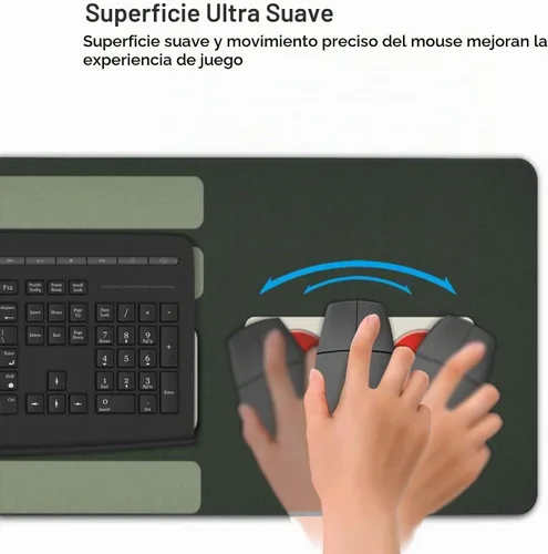 Vista 4 de Alfombrilla de mouse extendida con botones para consola de juegos, alfombrilla gruesa y grande para teclado de computadora, base de goma