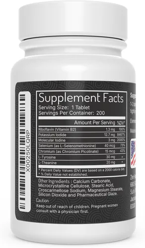 Vista 3 de Zen Haus 12,5 mg con selenio (como selenometionina) y más - 200 tabletas - Thyroid Plus Immune Support - Tabletas de yodo de alta potencia