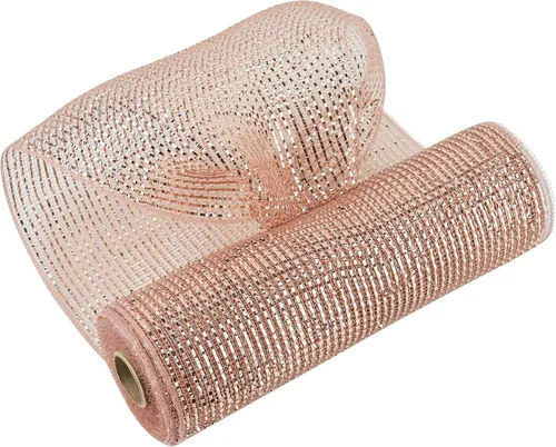 Vista 22 de MEEDEE Cinta de malla dorada de 10 pulgadas de ancho x 30 pies - Rollo de malla metálica decorativa para coronas de árbol de Navidad, guirnalda