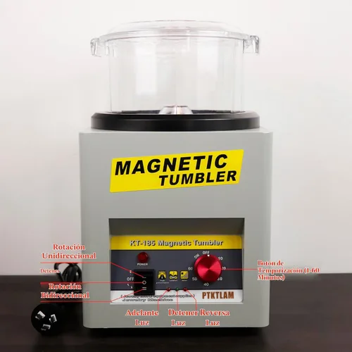 Vista 3 de Vaso magnético, pulidor de joyas con barril de pulido de 7.1 pulgadas (7.087 in) y pasadores de pulido de 7.05 oz para joyas, rotación automática