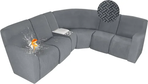 Vista 36 de ALIECOM Fundas 100% impermeables para sofá seccional reclinable, forma de L, elásticas, para esquina, funda para sofá seccional reclinable, lavable