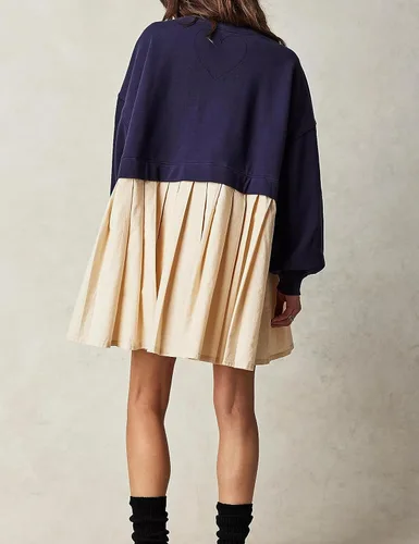 Vista 2 de Sudadera para mujer, minivestido de manga larga de gran tamaño, sin botones, sudaderas y vestidos