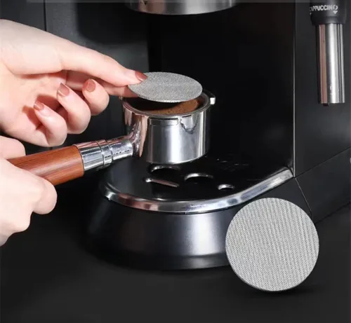 Vista 5 de 2 piezas de pantalla de disco espresso de 51 mm, placa de malla de filtro de café reutilizable de acero inoxidable de 1 mm de espesor para cesta