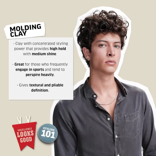 Vista 3 de American Crew Arcilla para moldear el cabello para hombre, gel de peinado con fuerte sujeción y brillo medio, relleno de calcetines para él, 3 onzas