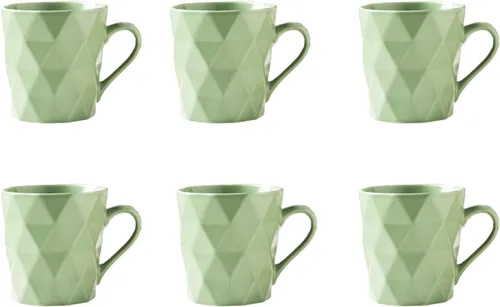 Vista 6 de Juego de 6 tazas de porcelana de 11 onzas, juego de tazas de té y cacao, azul, mate