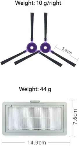 Vista 6 de Kit de accesorios de repuesto para aspirador de barrido lateral de filtro de cepillo compatible para Midea I5young I9EYE