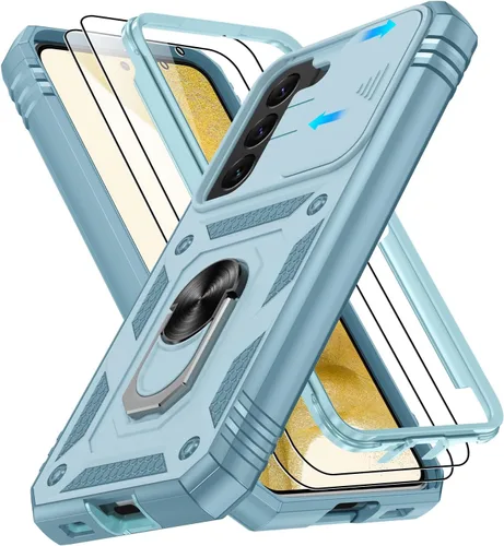 Vista 175 de Gritup Funda para Google Pixel 6 con cubierta deslizante para cámara y protector de pantalla (2 unidades), soporte de anillo giratorio 360°, funda