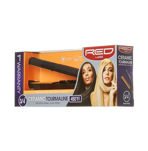 Vista 2 de Kiss Productos Plancha Plancha Professinal Turmalina Cerámica Roja, 0.75 pulgadas, 1 Libra