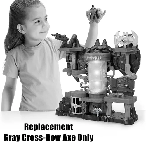 Vista 5 de Imaginext Pieza de repuesto DC Super-Friends Bat-Tech Batcueva - GYV24 ~ Arma roja de repuesto B ~ Hacha de arco cruzado gris