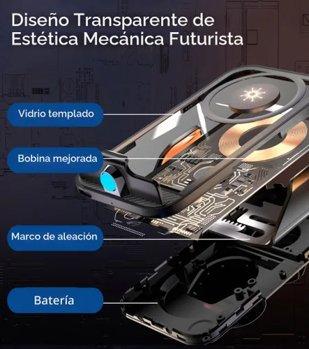 Vista 3 de Cargador inalámbrico transparente con sensor inteligente de 15 W, soporte para teléfono de ventilación de aire del automóvil, carga rápida QC