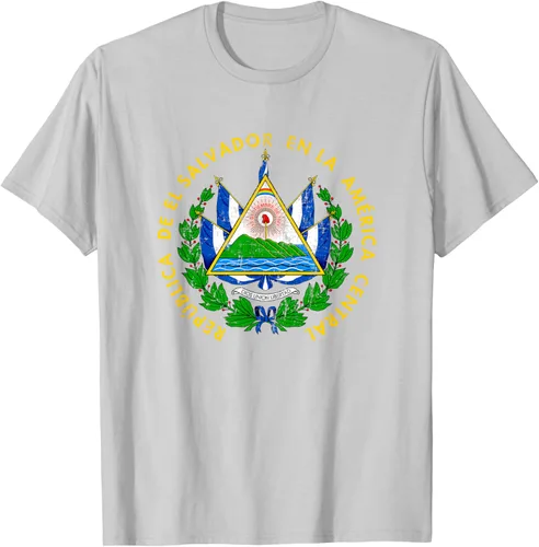 Vista 70 de Escudo de armas de El Salvador Salvadoran Distressed Design T-Shirt