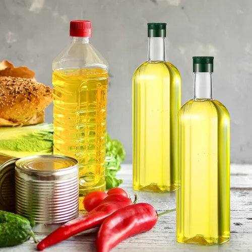Vista 6 de Dandat 10 botellas cuadradas de plástico de 34 onzas con tapa transparente