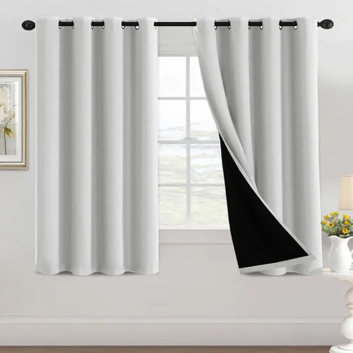 Vista 49 de H.VERSAILTEX Cortinas 100% de opacidad con aislamiento térmico, cortinas opacas completas para sala de estar, cortinas de ventana de eficiencia