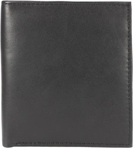 Vista 8 de Billetera negra plegable de cuero para hombre con RFID protegida cartera, Negro -, Billetera plegable