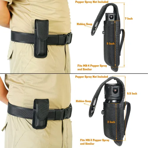 Vista 2 de Moldeado OC/Mace - Bolsa de spray para cinturón de servicio, OC/Mace con cierre oculto, solapa superior para servicio policial, soporte de spray