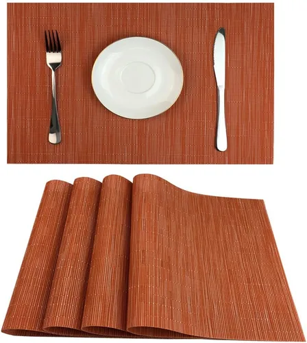 Vista 15 de WAZAIGUR Juego de 4 manteles individuales para mesa de comedor, resistentes al calor, lavables, manteles individuales de vinilo tejido, fáciles