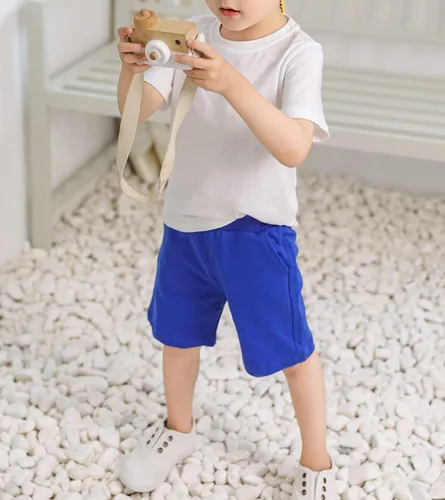 Vista 5 de Paquete de 2 pantalones cortos deportivos de punto de verano para niños y niñas, pantalones cortos suaves casuales para bebés