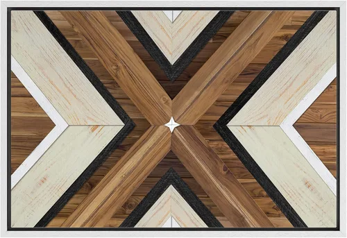 Vista 24 de IDEA4WALL Lienzo enmarcado para pared, decoración occidental, collage de polígonos de diamantes, paneles geométricos abstractos de madera, arte