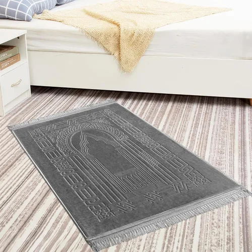 Vista 2 de Alfombra de oración musulmana con cuentas de oración Tasbih, suave y grande para oración islámica mate, alfombrilla de oración islámica acolchada