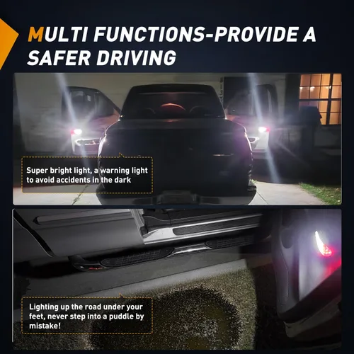 Vista 5 de Nilight 2 piezas de luz LED para panel de puerta interior, luces de cortesía blancas y rojas, conexión plug and play, compatibles con Ford F-150