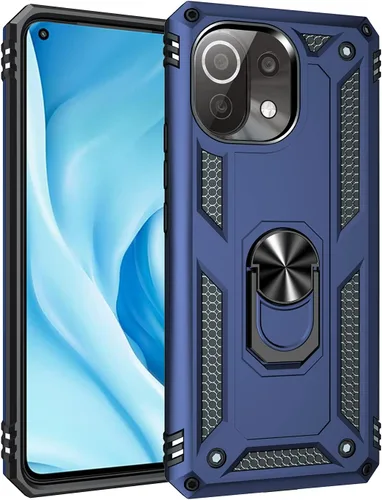 Vista 2 de Funda compatible con Xiaomi Redmi A1, compatible con Redmi A2 4G funda para teléfono con soporte de anillo 2 en 1, color azul