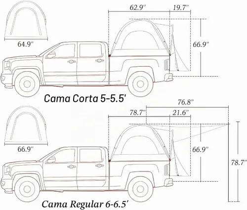 Vista 6 de Hasika Tienda de campaña de doble capa con toldo, PU3000 mm, refugio impermeable para campamento, se adapta a camas cortas de 5 a 6.5 pies, cama