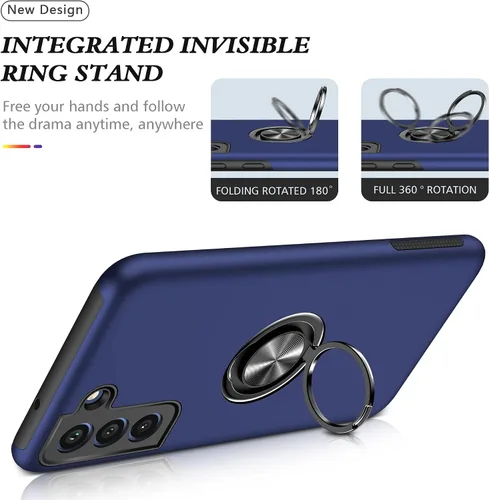Vista 6 de Funda para Galaxy S21, S21 con protector de pantalla de TPU flexible autorreparable, 2 unidades, grado militar, doble a prueba de golpes, funda