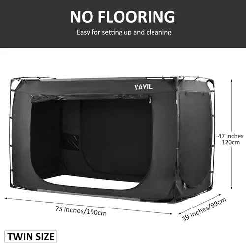 Vista 7 de YAVIL Tienda de Cama Dosel de Cama Tamaño Twin, Tiendas de Campaña Portátiles para Dormir, Tiendas de Campaña de Ensueño para Interiores para Niños