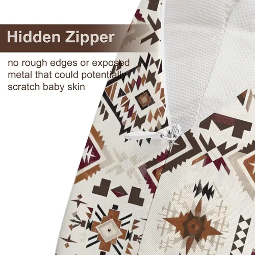 Vista 6 de Funda de almohada de lactancia con patrón nativo americano occidental, unisex, tribal, geométrico, extraíble, para bebés, niñas, niños, recién