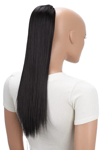 Vista 4 de CAISHA Extensión de cola de caballo de 22" con cordón voluminoso Straigtht negro-marrón PH503