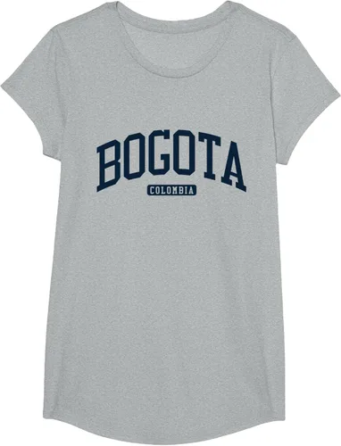 Vista 75 de Bogotá Colombia College University Style Camiseta azul marino, Blanco