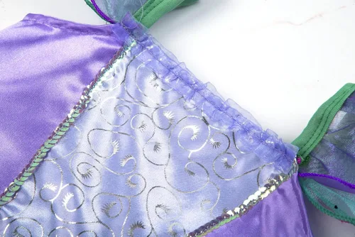 Vista 3 de Disfraz de sirena de princesa para niñas, vestido de fiesta con peluca y corona