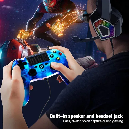 Vista 4 de CHENGDAO 2 Pack Wireless Controller for PS4, Double Shock Controller Compatible with Playstation 4 ProSlimPC with Sensitive Touch Pad,Mini LED