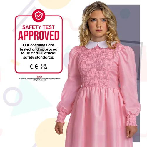 Vista 5 de Disguise Disfraz rosa de Once para niños, disfraz oficial de Stranger Things