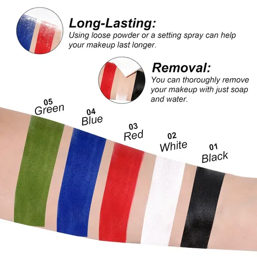 Vista 6 de DAGEDA White Body Paint Stick,Face Painting with Brush,Halloween Makeup