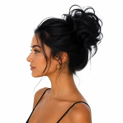Vista 13 de PRETTYSHOP Pieza para el cabello de goma Voluminoso rizado y desordenado moño, 1