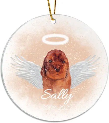 Vista 8 de Personalized Acrylic Pet Memorial Ornament, Acrylic, English Setter Hanging Keepsake, Dog Remembrance Ornament, Dog Gifts, Dog Angel Wings Ornament