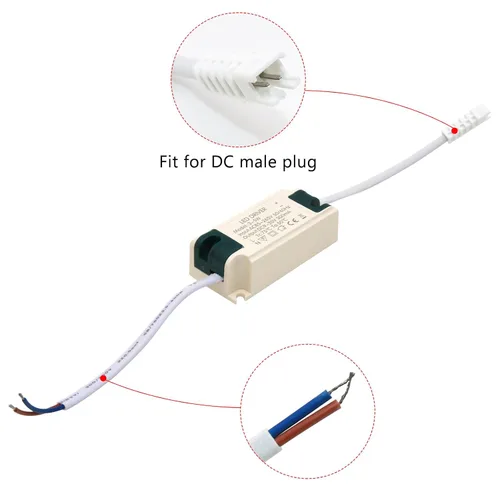 Vista 5 de Conductor LED de 3-5W, corriente constante 300mA AC 85-265V Salida 9-20V DC Conector hembra Rectificador Transformador Fuente de alimentación externa