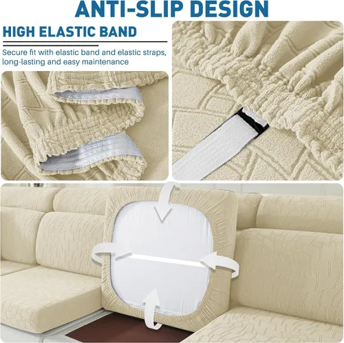 Vista 4 de MAXIJIN Fundas de cojín impermeables para sofá, funda de cojín individual de asiento de silla, fundas elásticas para sofá modular con parte inferior