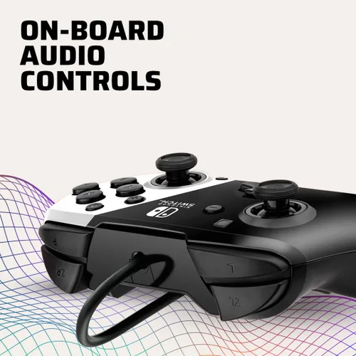 Vista 3 de PDP Gaming Faceoff Deluxe+ Wired Switch Pro Controller - Officially Licensed by Nintendo - OLED Model- BlackWhite - Nintendo Switch