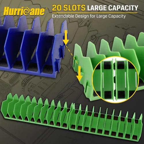Vista 3 de HURRICANE Alicates organizador con base de goma antideslizante, diseño extensible, azul y verde, paquete de 2