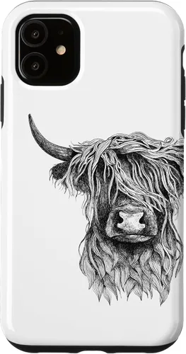 Vista 8 de iPhone 16 Highland Cow - Hand Drawn Illustration Case