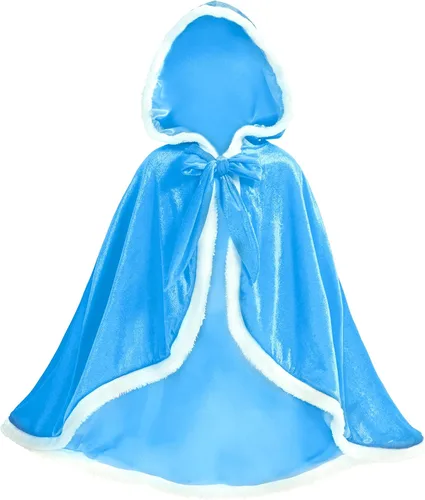 Vista 3 de Sunolga Fur Princess Hooded Cape Cloak Costume Kid Toddler Costume Dress Up for Halloween Christmas Carnival Cosplay