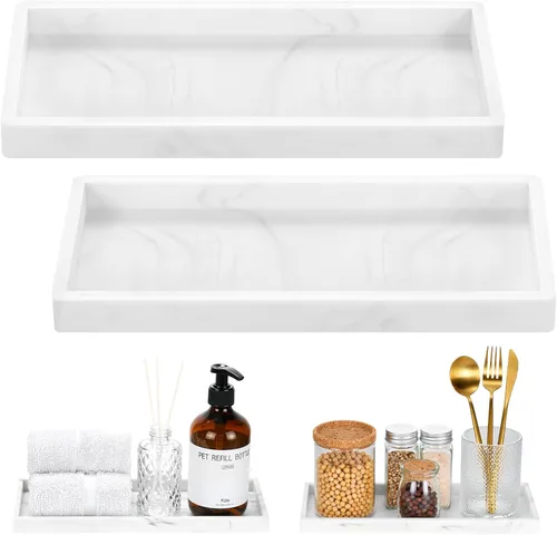 Vista 13 de Luxspire Bandeja de tocador de baño, bandeja de silicona para encimera de cocina de 7.9 x 4 pulgadas para dispensador de jabón, organizador
