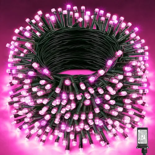 Vista 42 de Tira de luces LED de Navidad de 40 pies para exteriores, luces rojas y blancas de Navidad impermeables, 8 modos y temporizador, luces de árbol