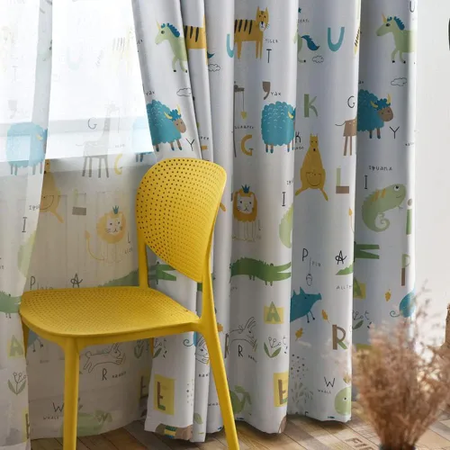 Vista 4 de GYROHOME Cortina de oscurecimiento de habitación con estampado de animales para niños y niños, con ojales, aislamiento térmico, ahorro de ruido, 2