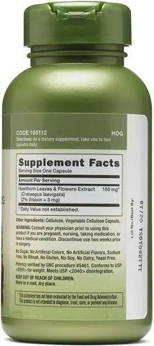 Vista 2 de GNC Herbal Plus Extracto de Espino 150mg, Caps 100
