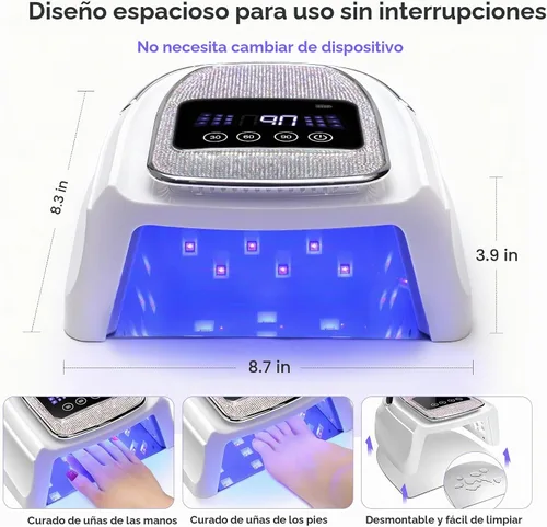Vista 3 de COSCELIA Lámpara de uñas U V, inalámbrica, recargable, luz UV para uñas de gel, sensor automático profesional, 3 temporizadores, secado rápido