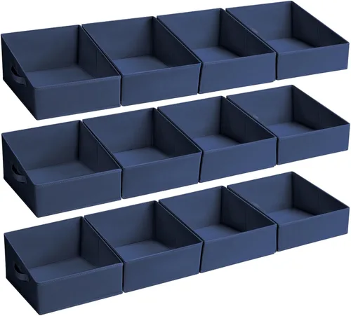 Vista 53 de DIMJ Contenedores de almacenamiento trapezoidales para ropa, 4 paquetes organizadores de armario y cestas de almacenamiento, cestas plegables