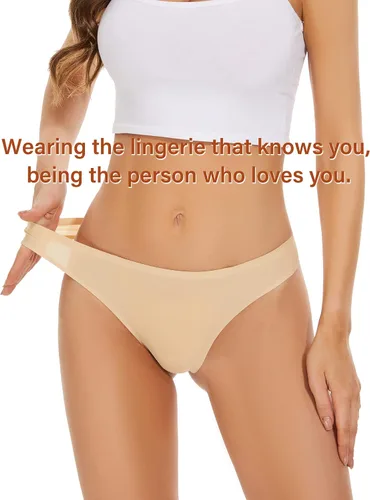 Vista 9 de Sunm Boutique Tangas sin costuras para mujer, tangas invisibles, de nailon, elásticas, ropa